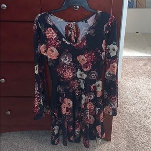 Floral dress with bell sleeves, tieBack Dillard’s